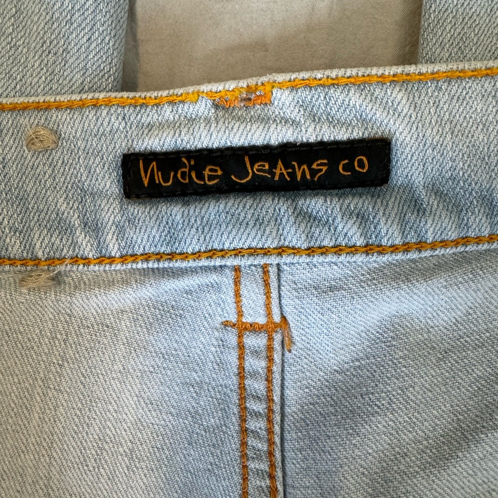 Men’s Nudie Designer light wash Jeans, size 32x30.